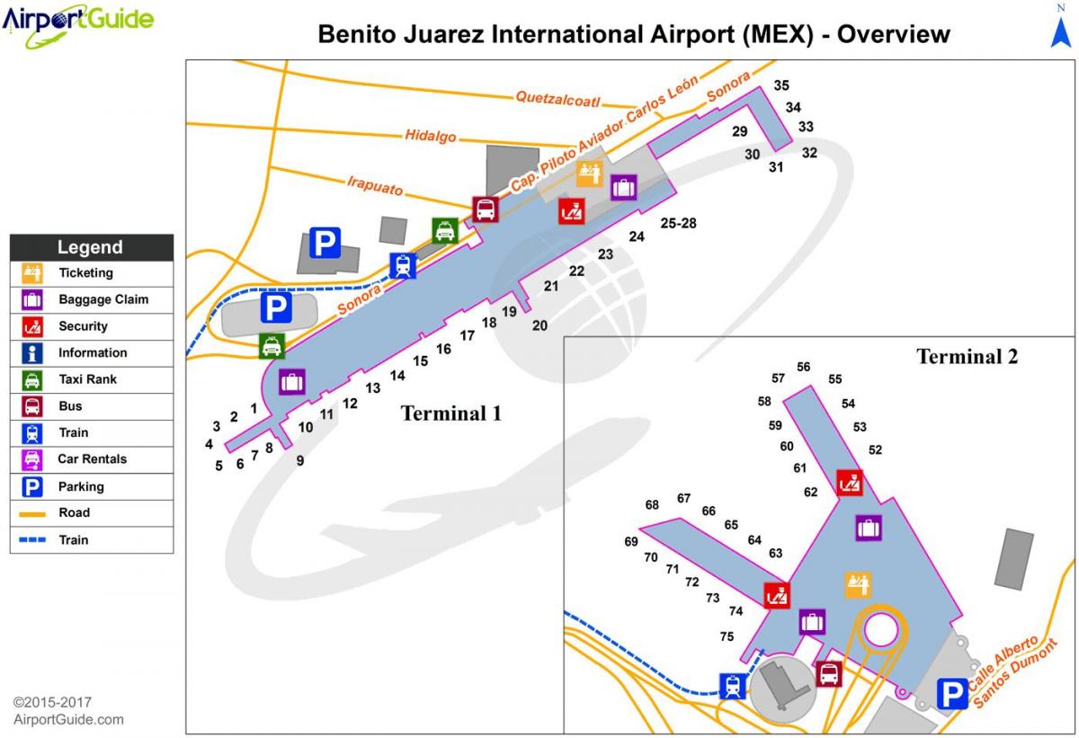 benito juarez আন্তর্জাতিক বিমানবন্দর মানচিত্র